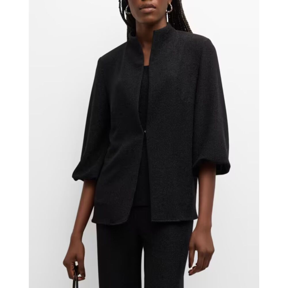 MISOOK Sparkled Balloon Sleeve Woven Jacket - Black XL